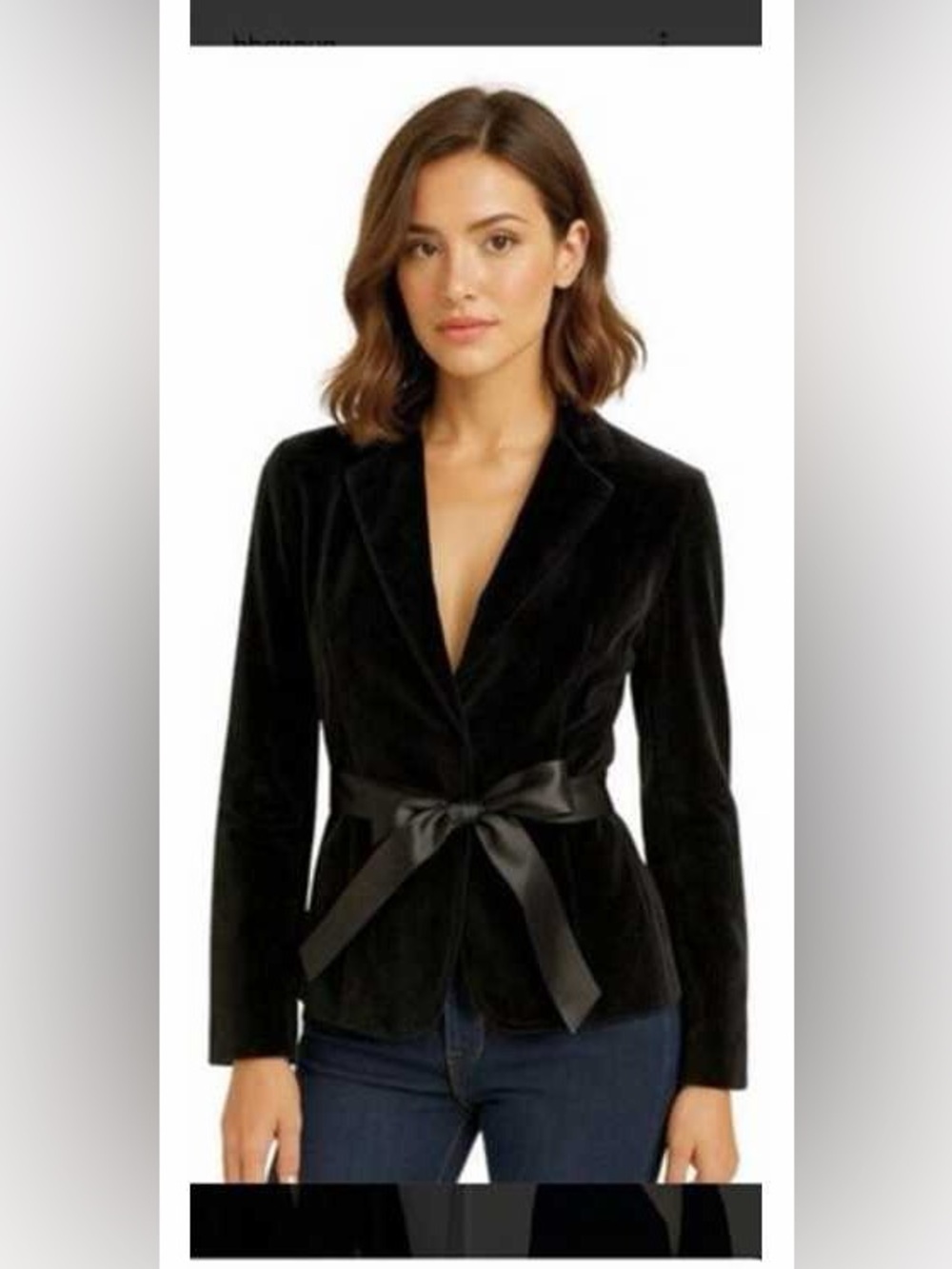 GAP Black Velvet Tie-Waist Blazer